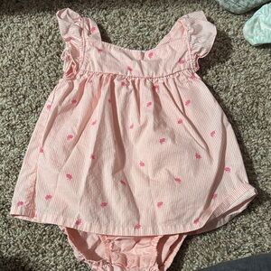 Pink Striped Bunny Dress with Ruffle Sleeves